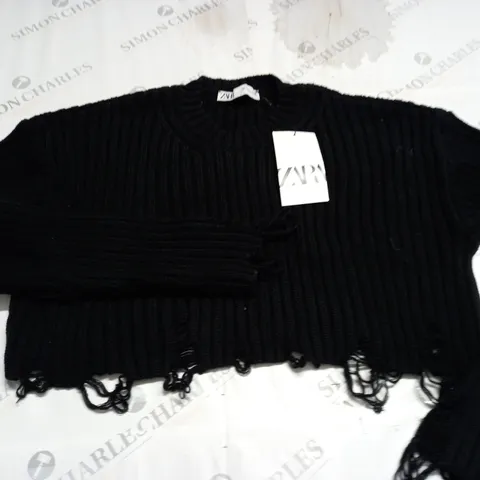 ZARA CROPPED BLACK JUMPER - UK M