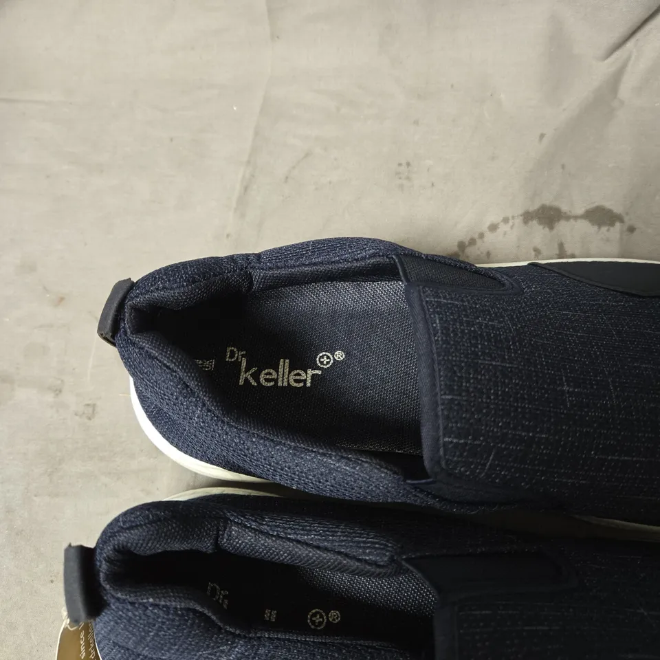 UK 10 DR KELLER NAVY SLIP-ON SNEAKERS