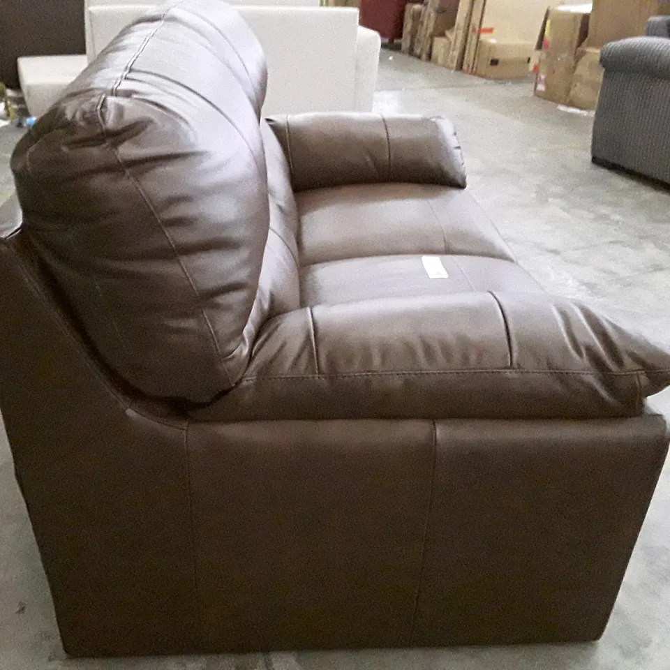 QUALITY DESIGNER 2 SEATER SOFA - BROWN LEATHER 