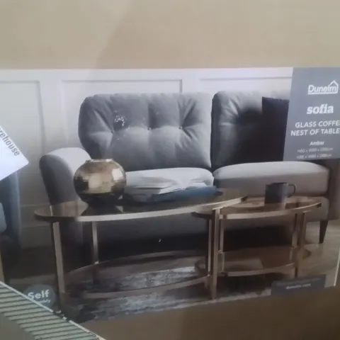 BOXED SOFIA COFFEE NEST GOLD AMBER GLASS