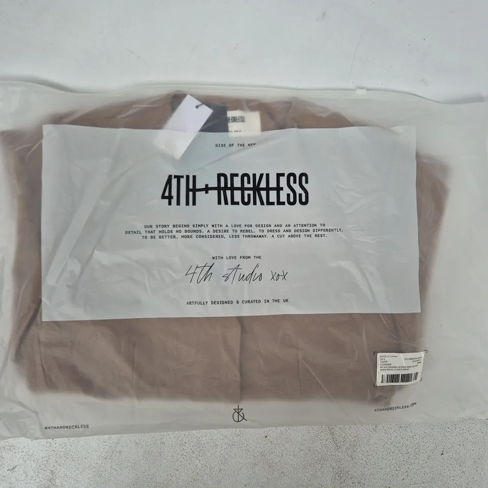 BAGGED 4TH RECKLESS CINCHED WAIST CACOON SLEEVE BLAZER CO-ORD IN BROWN SIZE UK 6