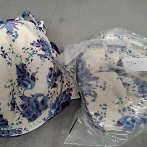 BOX OF APPROX 25 ASSORTED BLUE FLORAL BRAS - COLLECTION ONLY - SIZES VARY 