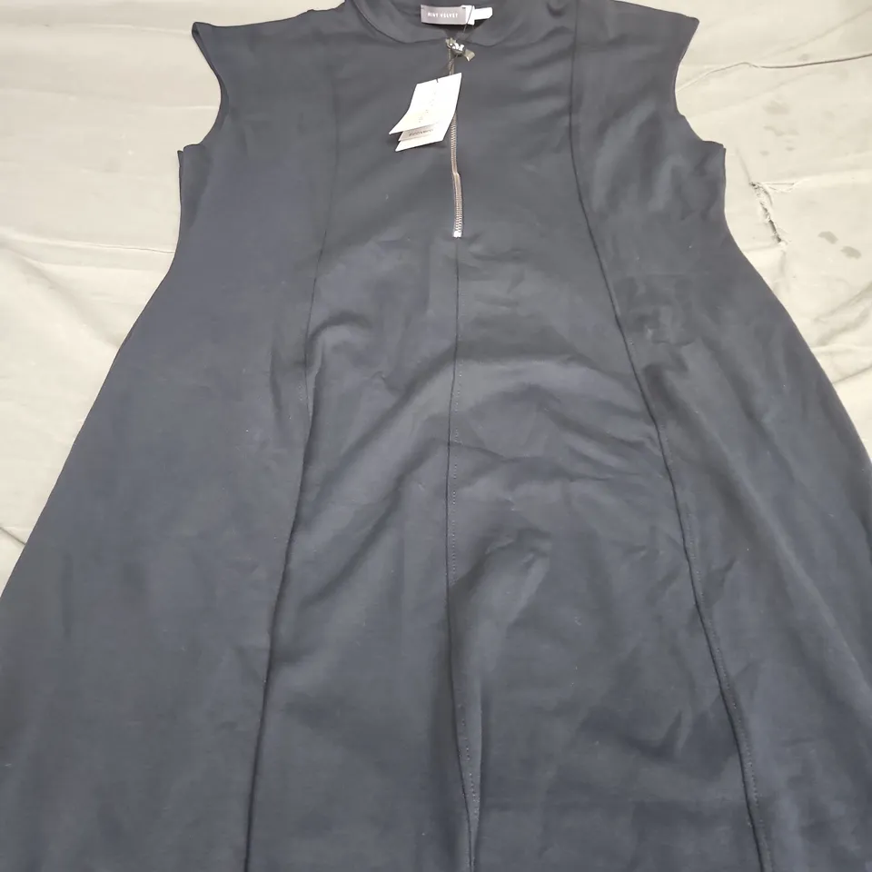 MINT VELVET NAVY ZIP FRONT JERSEY DRESS - SIZE L