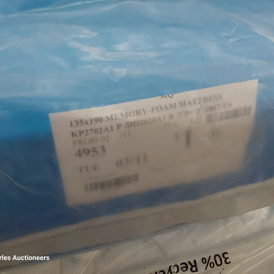 QUALITY BAGGED 4'6" DOUBLE MEMORY FOAM MATTRESS 