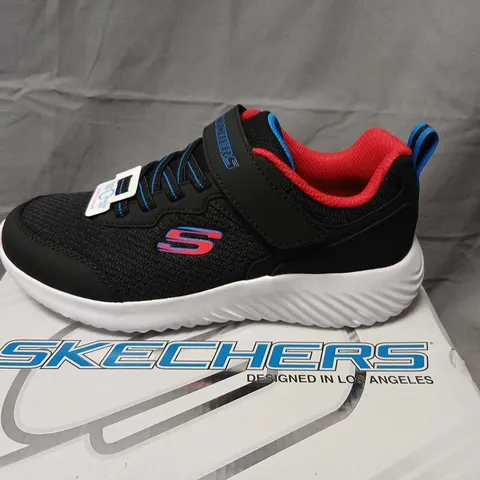 SKECHERS KIDS' TRAINERS – BLACK/BLUE, UK 3 (EU 36)