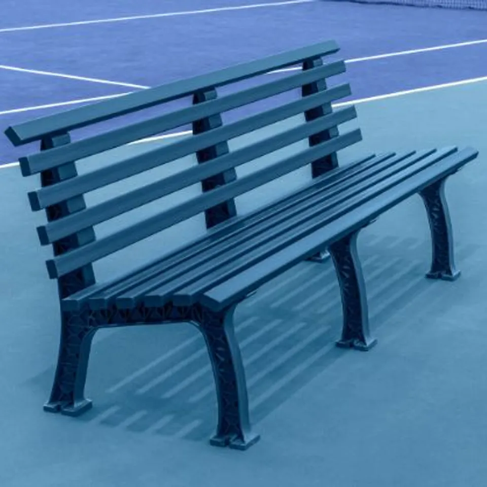 BOXED VERMONT TENNIS COURT BENCH 2.1M BLUE