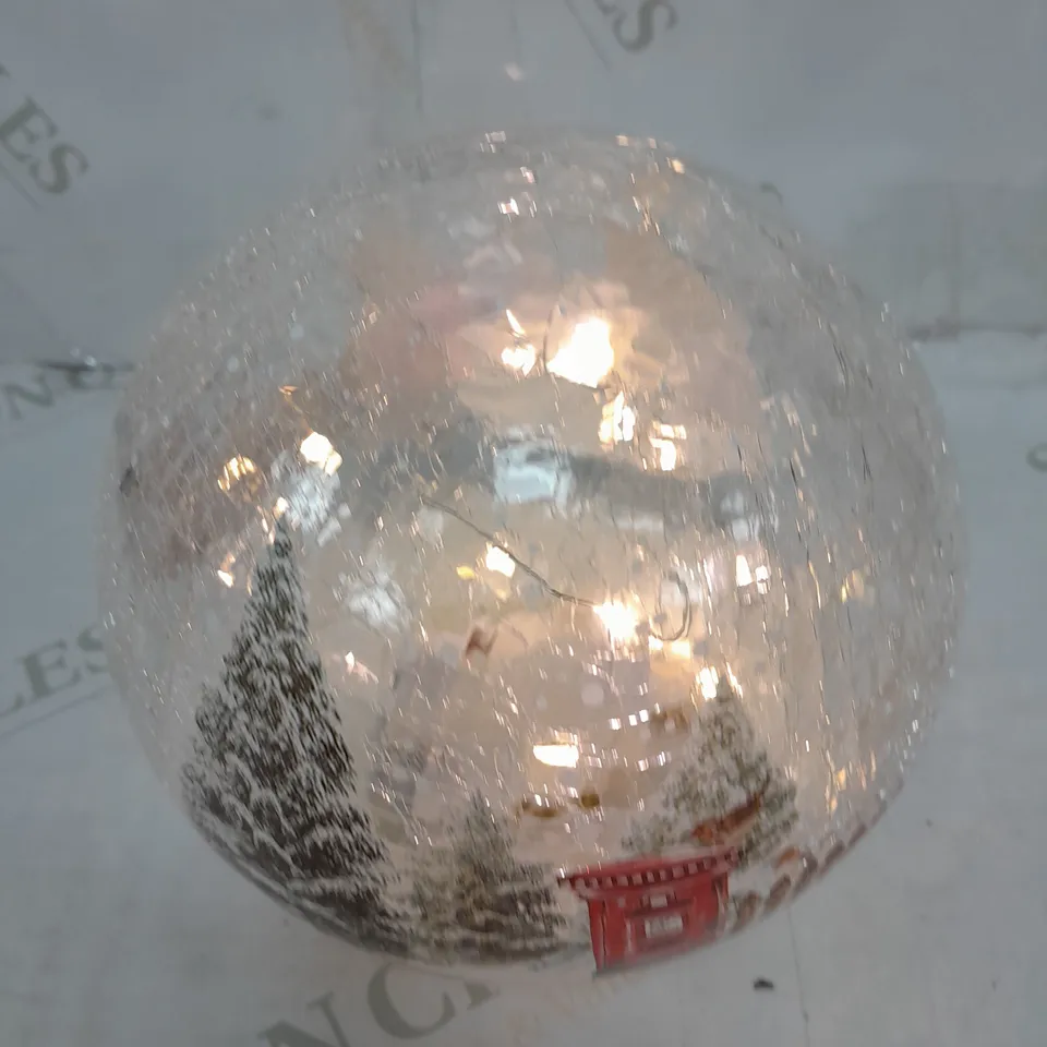 FESTIVE PRE-LIT SCENIC CRACKLE GLASS SPHERE