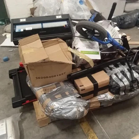 PALLET OF ASSORTED HOUSEHOLD GOODS AND PRODUCTS TO INCLUDE; TREADMILL, AIR FRYER, SCOOTER ETC