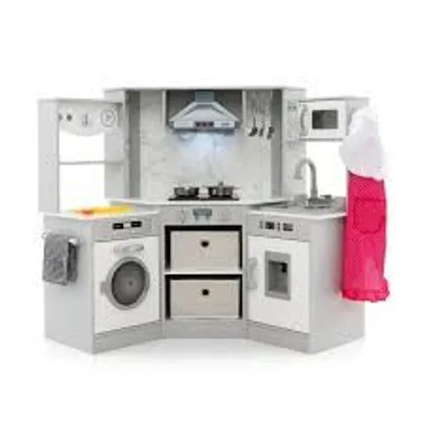 BOXED COSTWAY GREY KIDS WOODEN KITCHEN PLAYSET WITH LIGHTS