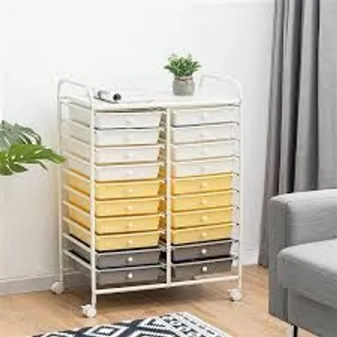 BOXED 20 DRAWERS STORAGE TROLLEY WITH 4 WHEELS FOR BEAUTY SALON 