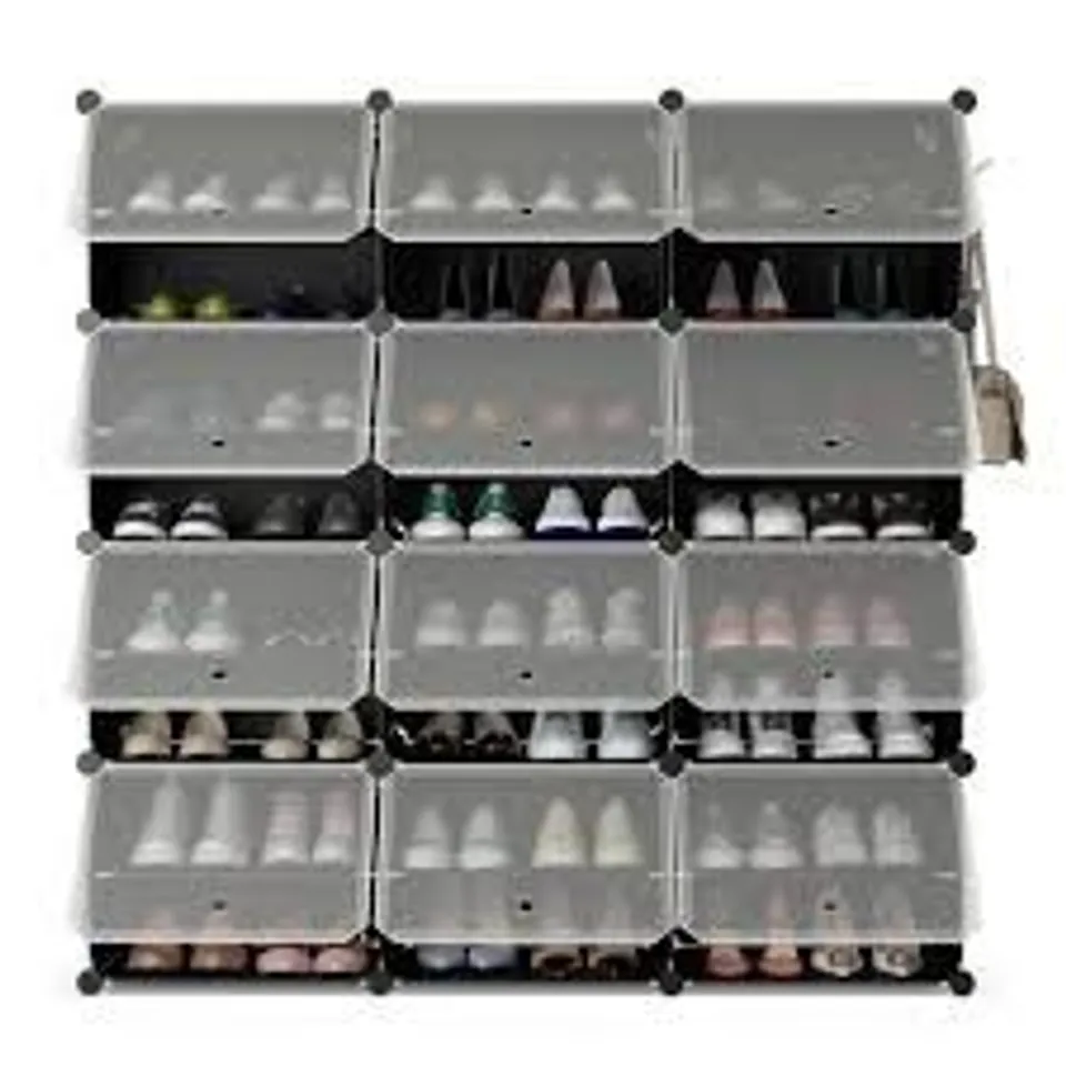 BOXED COSTWAY PORTABLE SHOE RACK ORGANIZER 12-CUBE 48 PAIR SHOE SHELF