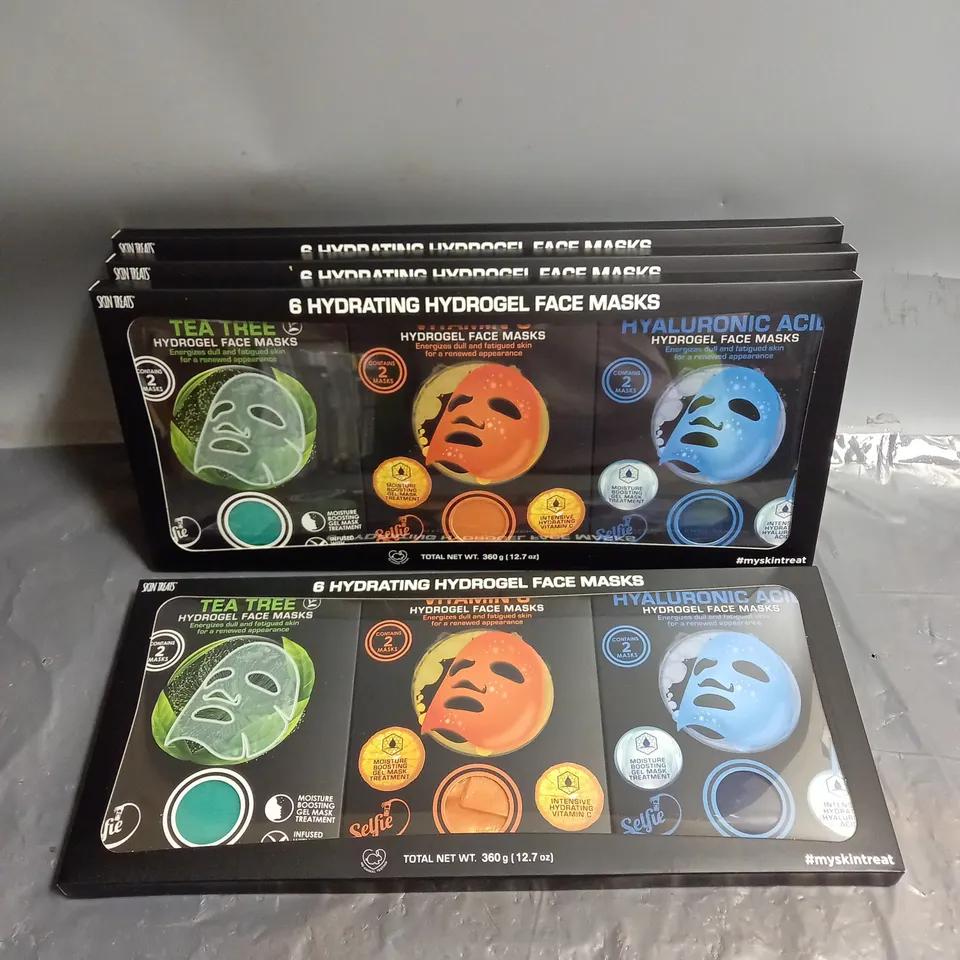 SKINTREATS LOT OF 4 X6 ASSORTED HYDRATING HYDROGEL FACE MASKS 