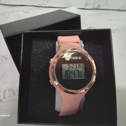 BOXED STYLISH RUBBER STRAP PINK DIGITAL WATCH