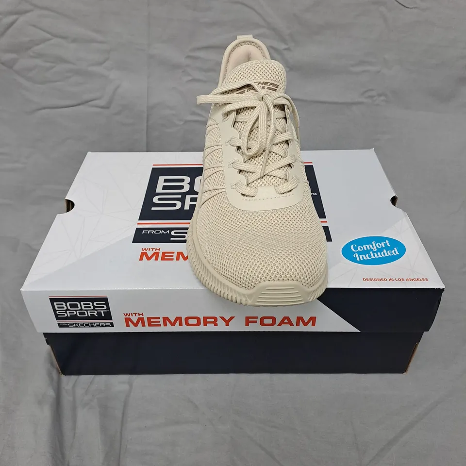 SKECHERS BOBS SPORT MEMORY FOAM SNEAKERS – BEIGE, MEN'S UK 7