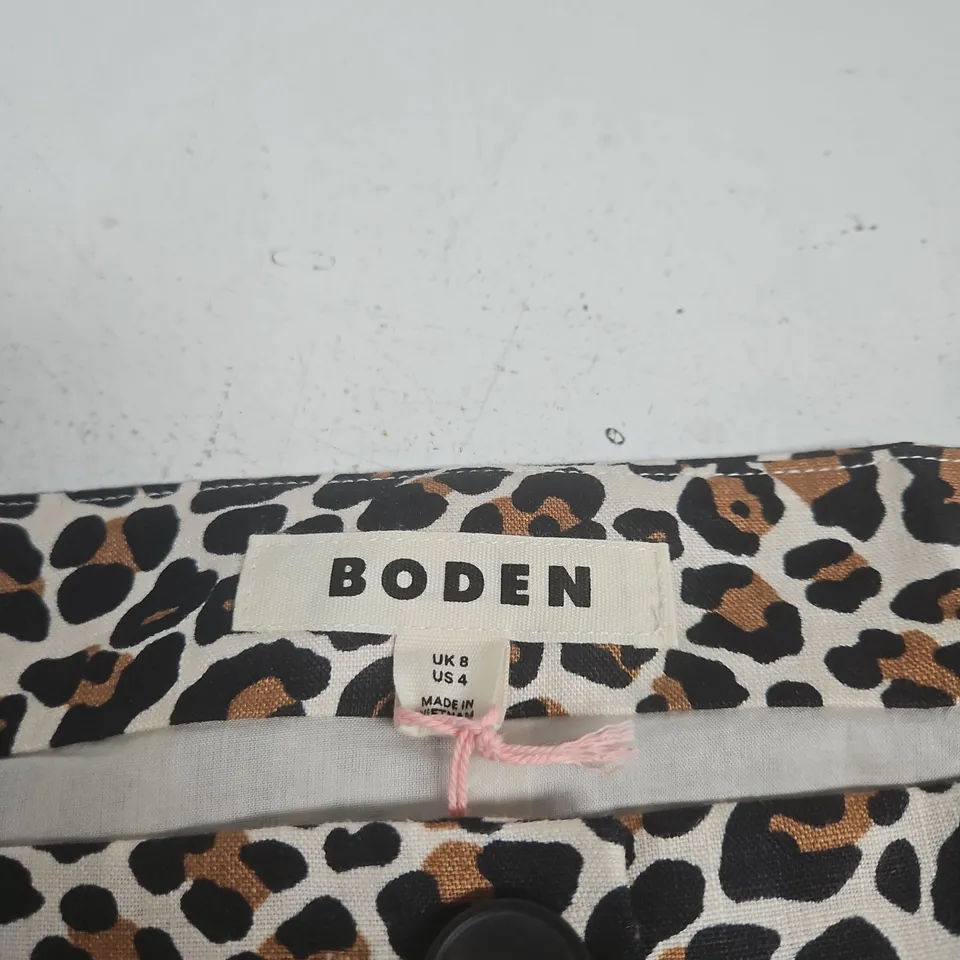 BODEN LEOPARD PRINT LINEN WAISTCOAT – UK 8 (US 4)