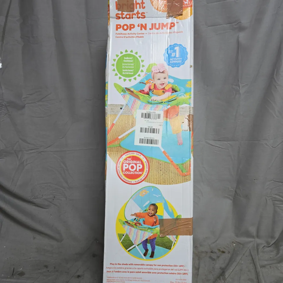 BRIGHT STARTS POP 'N JUMP PORTABLE ACTIVITY JUMPER, OWL FOREST