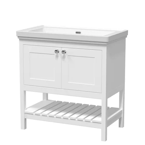 BOXED BEXLEY 800MM FREE STANDING SINGLE BATHROOM VANITY WITH FIRECLAY TOP (2 BOXES)