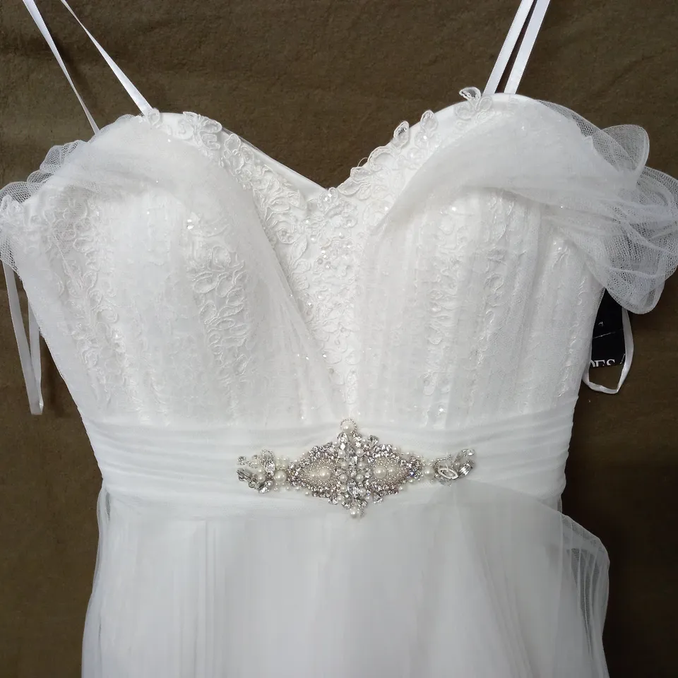 VICTORIA JANE NET OVERLAY EMBELLISHED WEDDING DRESS - UK 10