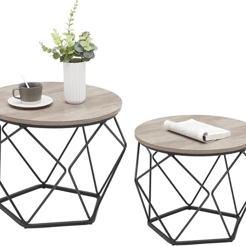 BOXED VASAGLE ROUND COFFEE TABLE, SET OF 2