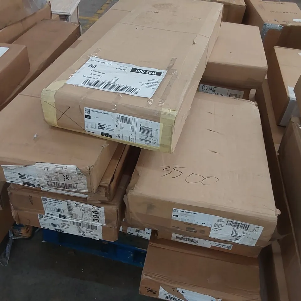 PALLET OF ASSORTED DESIGNER FURNITURE PARTS