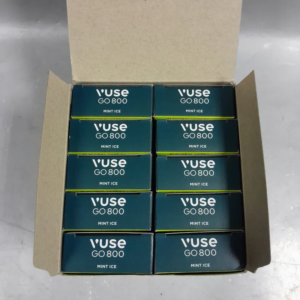 10 X BOXED VUSE GO 800 DISPOSABLE VAPES - MINT ICE 