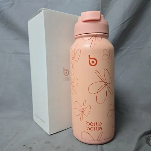 PINK WATER BOTTLE WITH FLORAL PATTERN (WITH BOX)