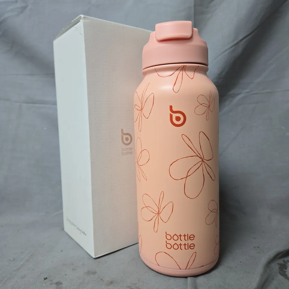 PINK WATER BOTTLE WITH FLORAL PATTERN (WITH BOX)