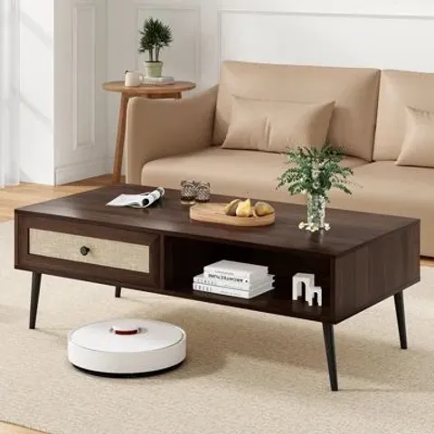 BOXED ANASTASSIA 120cm COFFEE TABLE WITH DRAWER - WALNUT (1 BOX)