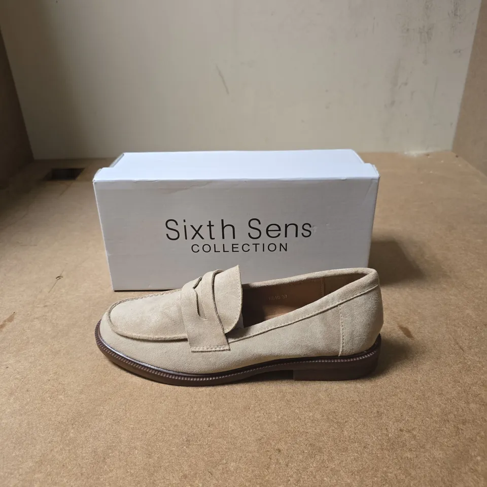 BEIGE SUEDE LOAFERS – WOMEN'S SHOES, SIXTH SENSE COLLECTION - EUR SIZE 37