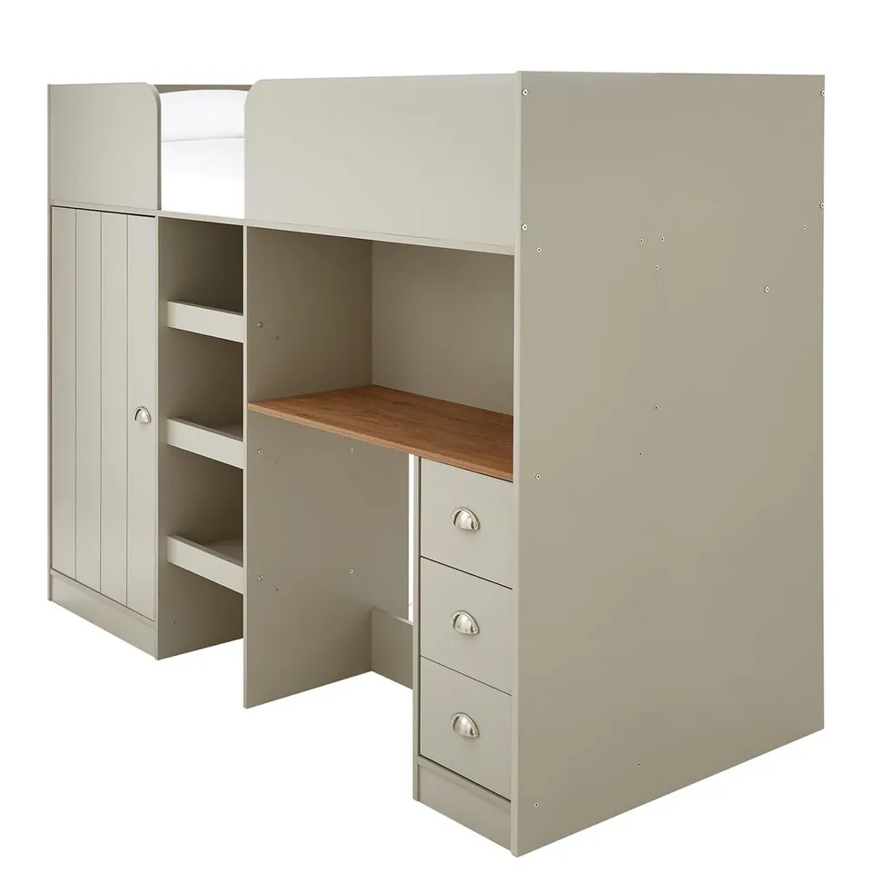 BOXED ATLANTA HIGH SLEEPER WITH DESK, DRAWERS AND WARDROBE (3 OF 3 BOXES)
