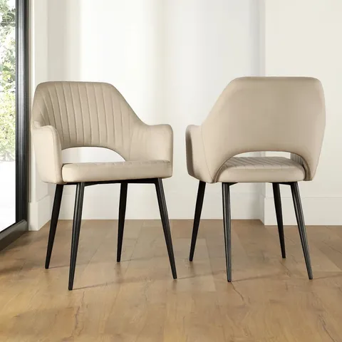 BOXED CLARA DINING CHAIR, CHAMPAGNE CLASSIC VELVET & BLACK STEEL (1 BOX)