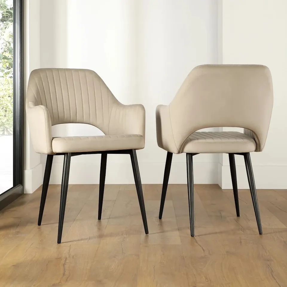 BOXED CLARA DINING CHAIR, CHAMPAGNE CLASSIC VELVET & BLACK STEEL (1 BOX)