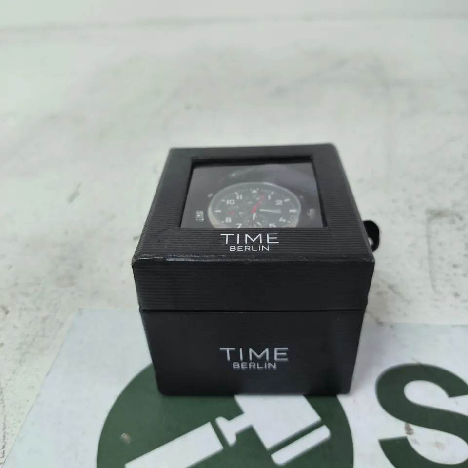 TIME BERLIN CHRONOGRAPH WATCH – BLACK DIAL, BLACK RUBBER STRAP
