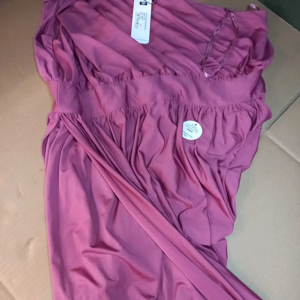 CHICHI PINK ONE SHOULDER DRAPE STYLE MAXI DRESS - SIZE 16