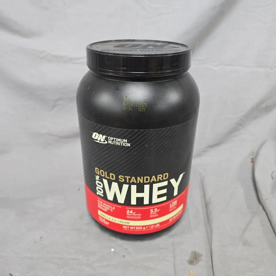 OPTIMUM NUTRITION GOLD STANDARD WHEY VANILLA ICE CREAM FLAVOUR (900G)