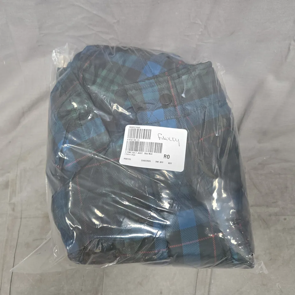 BAGGED CENTIGRADE CHECKED PRINT QUILTED JACKET IN BLUE MULTI SIZE XL