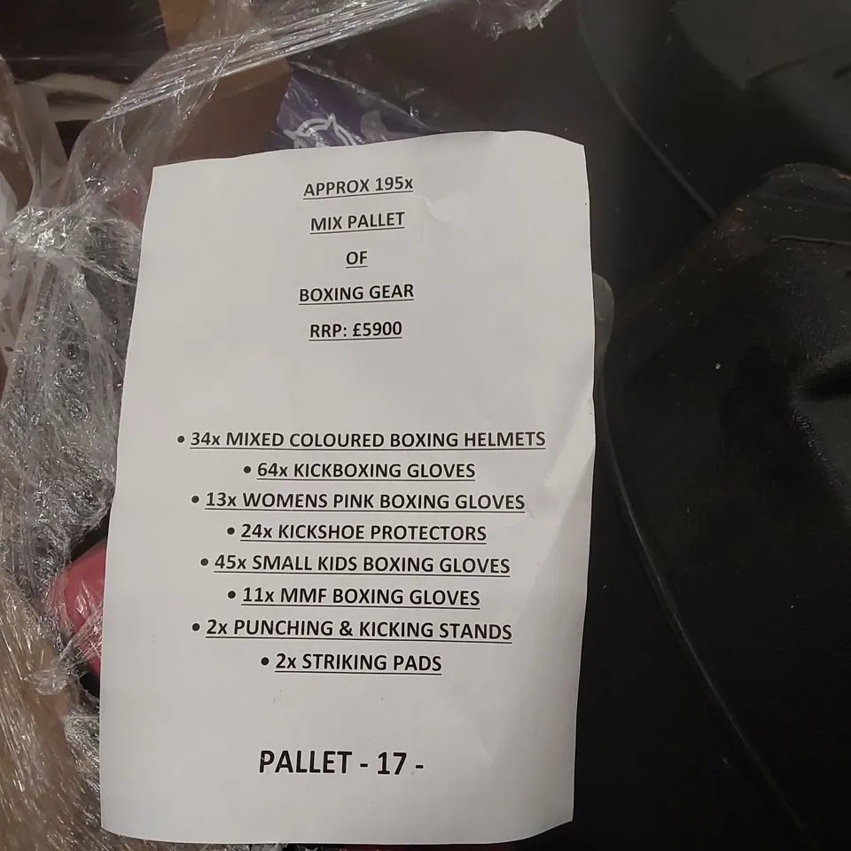 PALLET CONTAINING A VERY LARGE QUANTITY OF ASSORTED BOXING GEAR