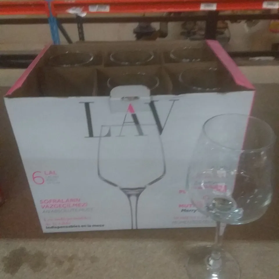 BOXED LAV WINE GLASSES X6