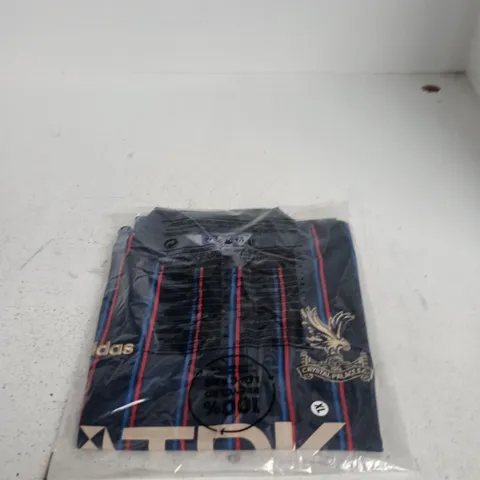 CRYSTAL PALACE FC ADIDAS FOOTBALL SHIRT – NAVY WITH RED STRIPES, CREST