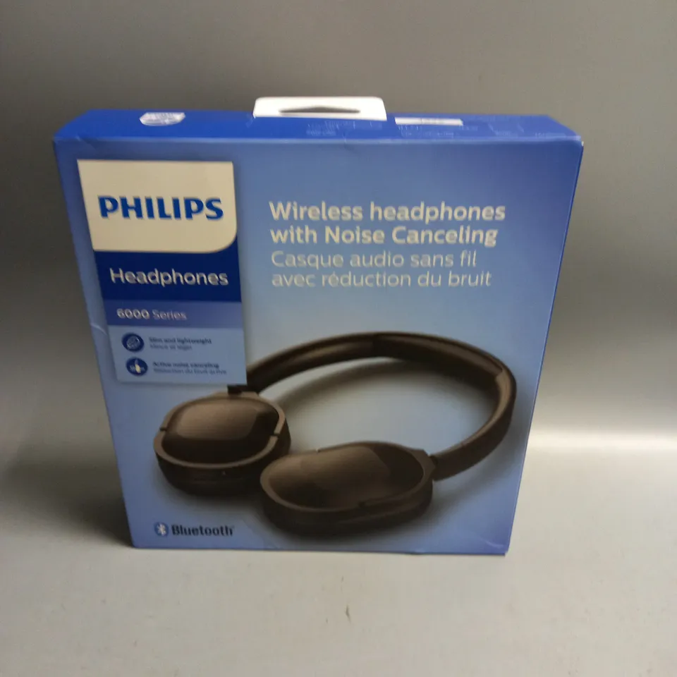 BOXED PHILIPS WIRELESS HEADPHONES WITH NOISE CANCELLING 6000 SERIES