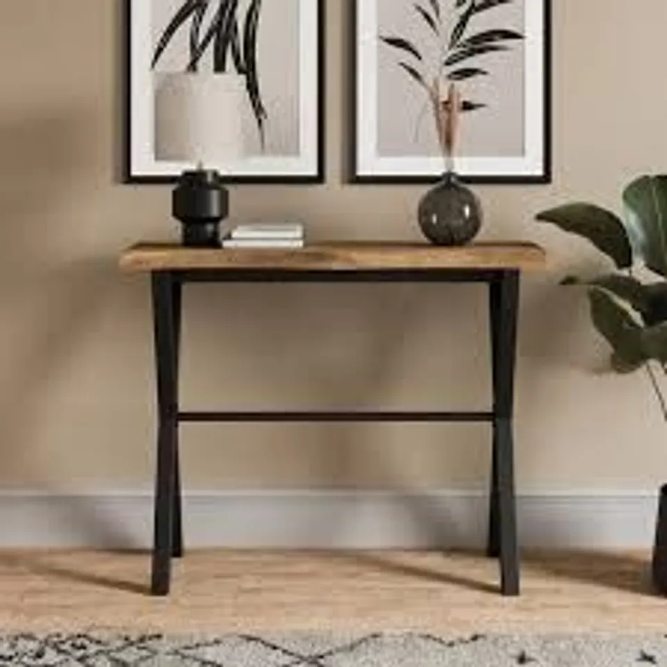 BOXED EZRA II CONSOLE TABLE RUSTIC WOOD EFFECT