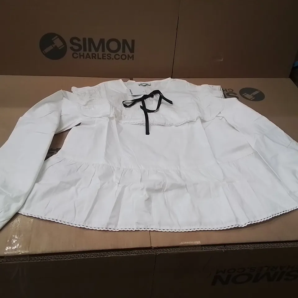 BOXED BRAND NEW APPROXIMATELY 16 SIMPLY BE CONTRAST BOW BLOUSE WHITE SIZE 12