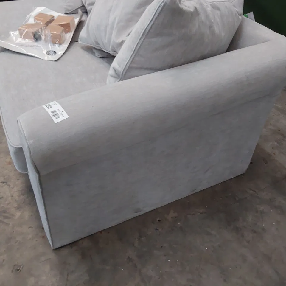 DESIGNER TWO SEATER SECTION WITH SCATTER CUSHIONS LIGHT GREY FABRIC 