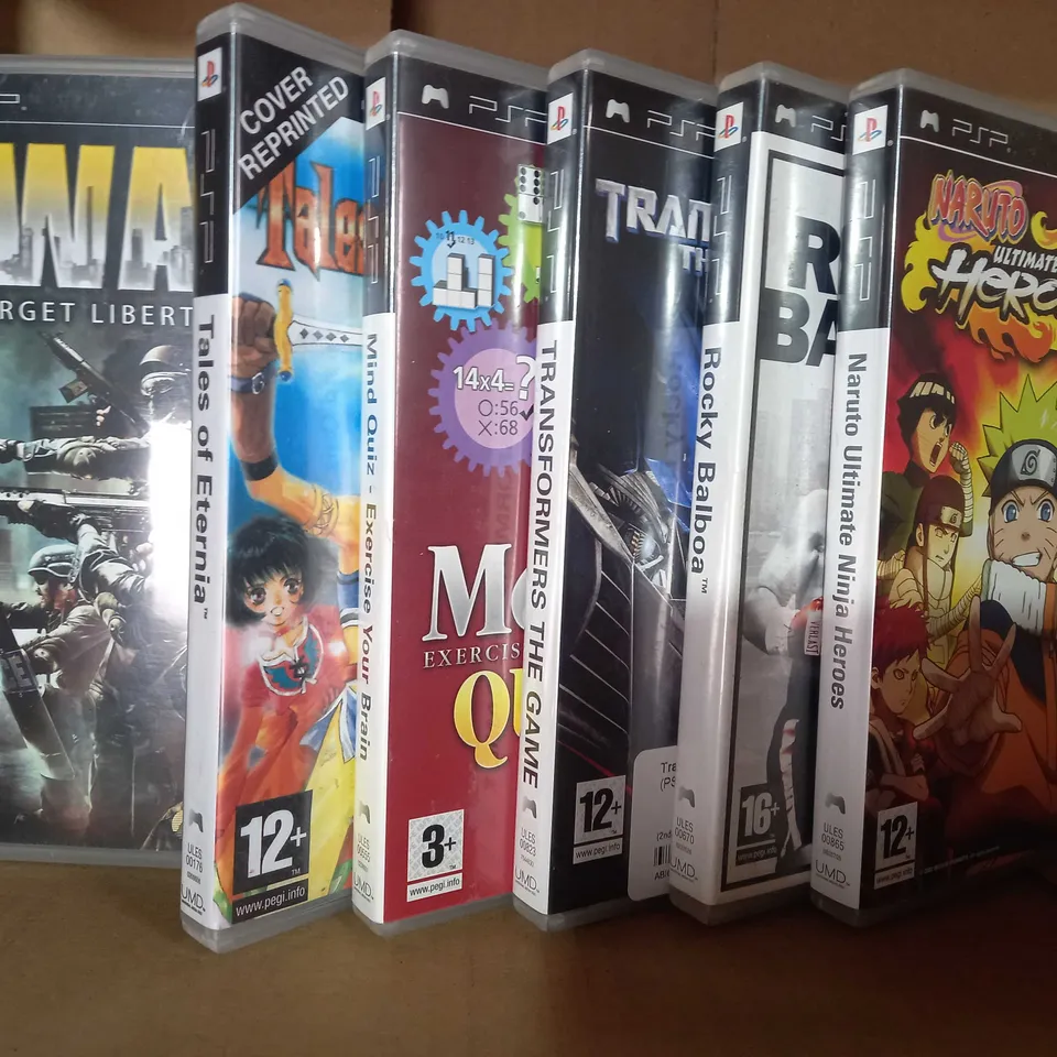 BOX OF APPROXIMATELY 8 ASSORTED SONY PSP GAMES TO INCLUDE MEGA DRIVE COLLECTION, LITTLE BIG PLANET, TOY STORY 3, ETC