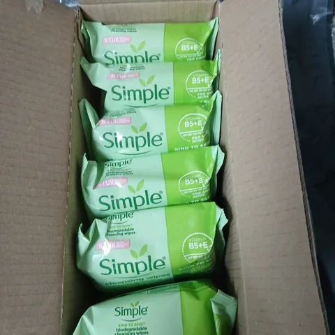 LOT OF 6 PACKS OF SIMPLE WIPES - 25 WIPES PER PACK