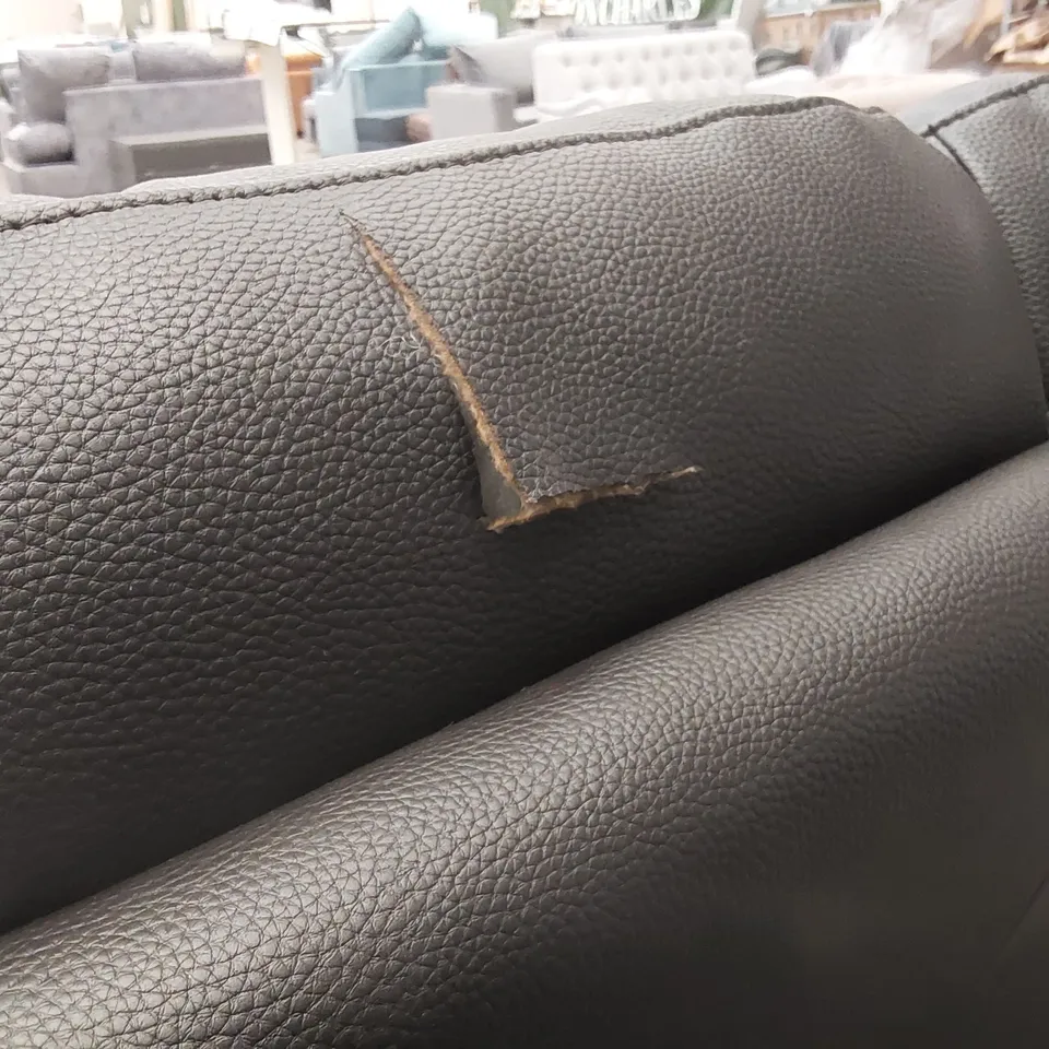 QUALITY DESIGNER BLACK FAUX LEATHER ALBION FIXED 3 SEATER SOFA  RRP £699