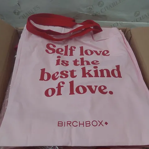 BOX OF APPROXIMATELY 100x BIRCHBOX 'SELF LOVE IS THE BEST KIND OF LOVE' BAGS