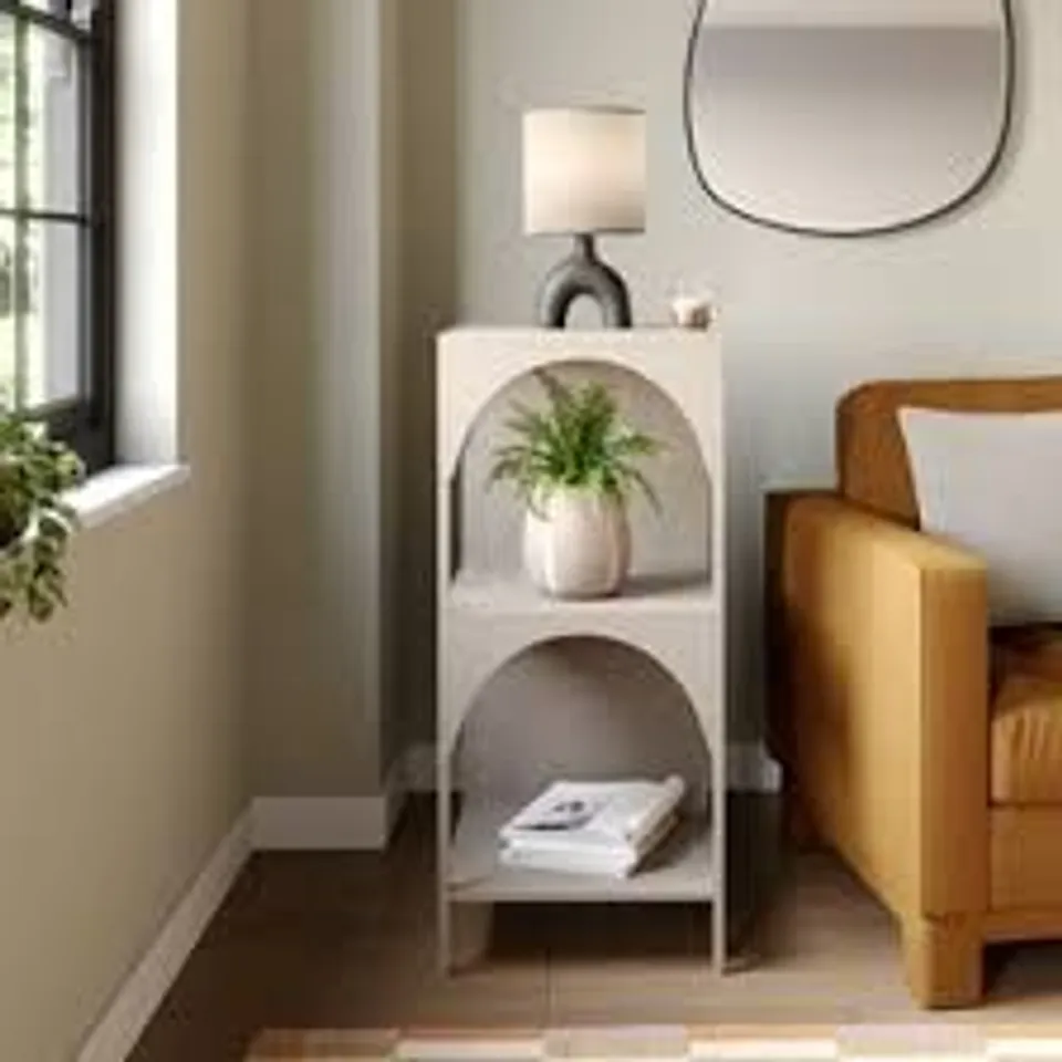 BOXED CLEA ARCHED SHELVING UNIT - STONE (1 BOX)