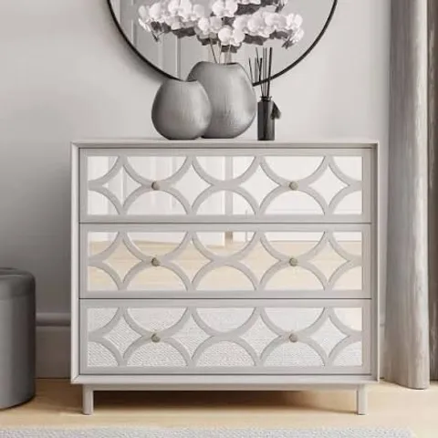 BOXED DELPHI 3 DRAWER CHEST MIRROR GREY (1 BOX)
