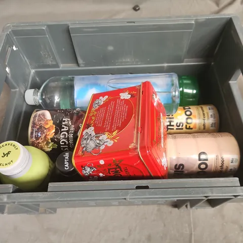 TOTE OF APPROXIMATELY 11 ASSORTED FOOD AND DRINK ITEMS TO INCLUDE YFOOD THIS IS FOOD ENGLISH TEA , HUEL  , ETC 